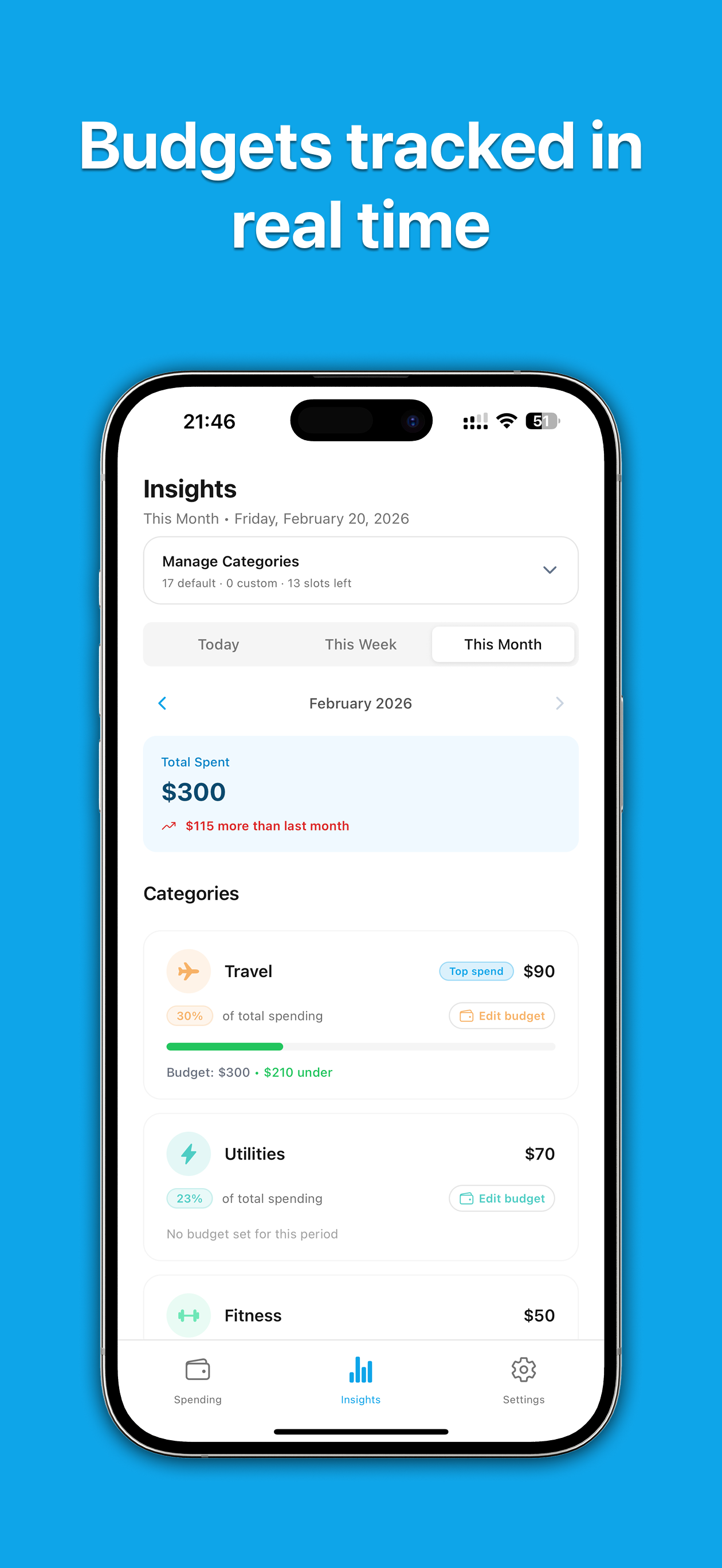 Saivly budgeting view